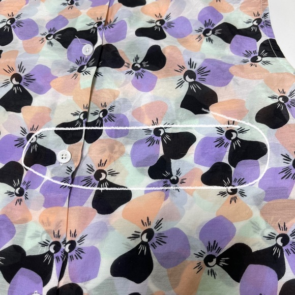 Equipment Femme Raegan Button Back Silk Blend Top Purple Coral Floral Small - Picture 10 of 10